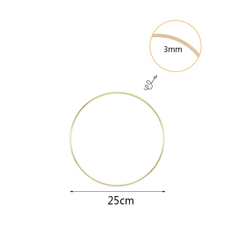Wedding Decoration Iron Gold Metal Ring Wreath Garland DIY Wreath Bride Flower Dreamcatcher Hoop Supplies: 1pc 25cm metal