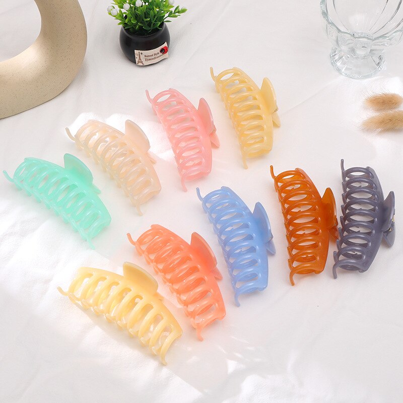 Koreaanse Acryl Haarspelden Grote Haar Claws Clip Geometrische Barrette Krab Snoep Kleur Shark Clip Paardenstaart Bad Clip Haar Accesoires