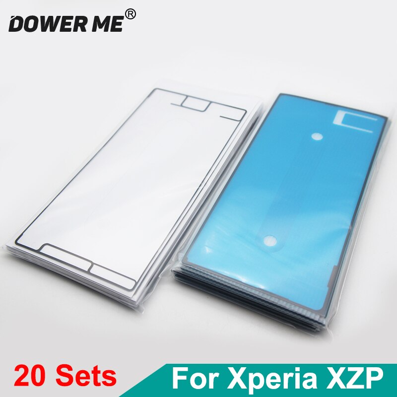 Dower Me-pegatinas para Sony Xperia XZ Premium XZP G8142 G8141, pantalla Lcd, marco frontal, adhesivo, cubierta trasera, juego completo de pegamento, 20 unids/lote