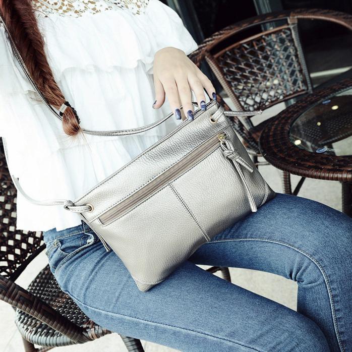 Women's Clutch Bag Simple Black Leather Crossbody Bags Enveloped Shaped Small Messenger Shoulder Bags Big Female Bag #YJ: Gray