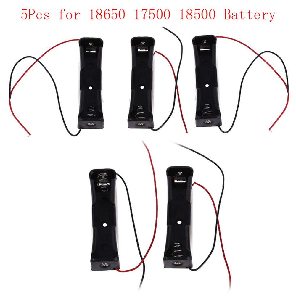 Battery Storage Boxes 18650 17500 18500 Battery Storage Charge Box 3.6~4.2V Clip Holder Box Case Black Battery Holder Case: 5Pcs 18650 A