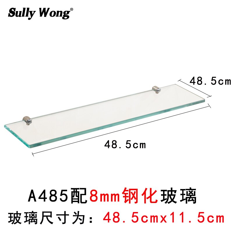 Tempered Glass Bathroom Shelf Aluminum Storage Rack Rectangular 30 40 50cm 1 Tier Silver Sand Sprayed Wall Mounted - 13