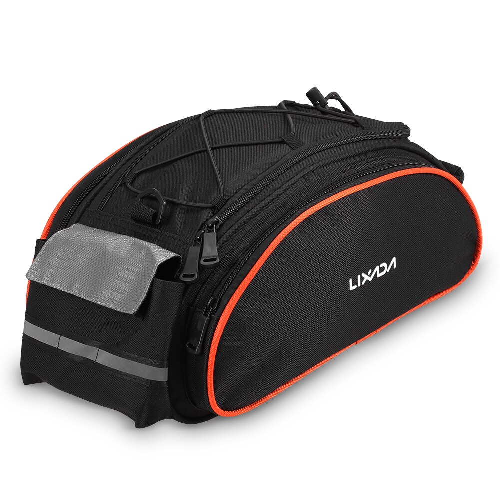Lixada Fiets Rear Seat Bag 13L Waterdicht Cycling Bike Rack Seat Bag Reartrunk Fietstas Achterbank Tas Handtas Schoudertassen: Black Orange