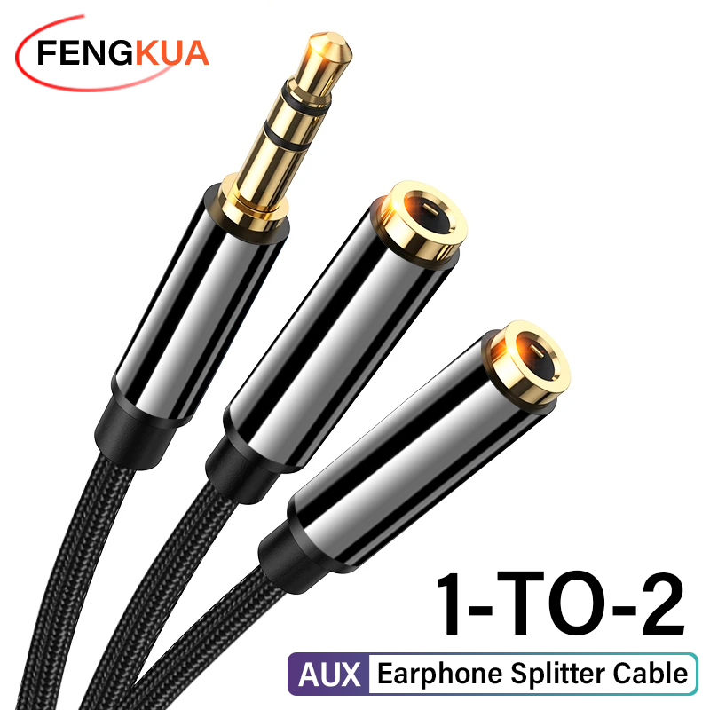 Cable divisor de auriculares, Cable de extensión de 3,5mm macho a 2 hembra, adaptador auxiliar para teléfono, portátil, Cable divisor de Audio MP3