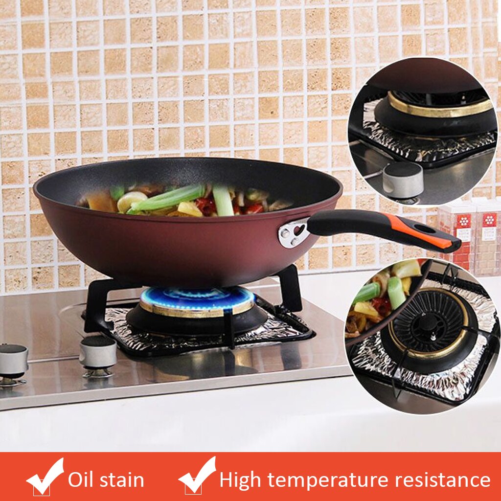 50 stuks wegwerpbare schoonmaakpads voor gasfornuizen, dikke folie, hittebestendige vetvrije foliebeschermers voor picknicks in de buitenlucht