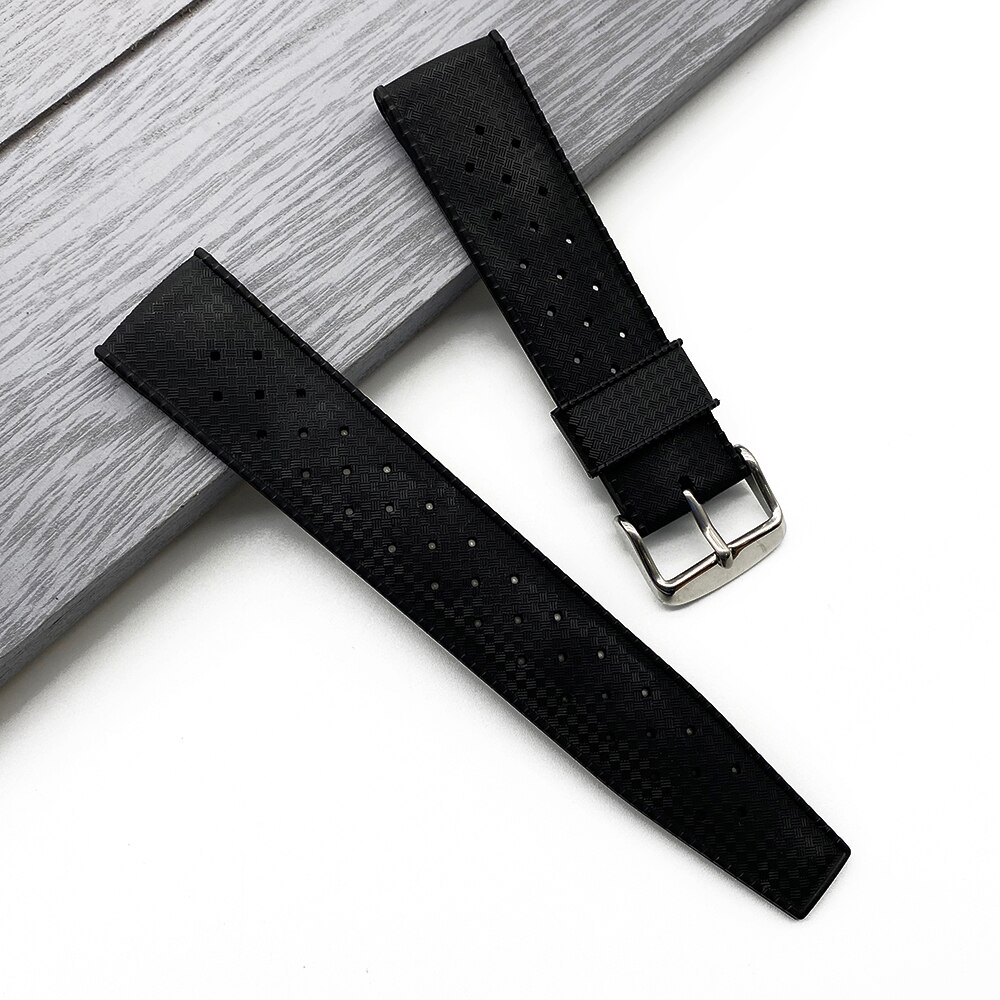 22mm urremme i tropisk silikongummi 20mm udskiftning til seiko srp 777 j 1 urrem dykker vandtæt armbåndsrem til mænd: Sort / 20mm