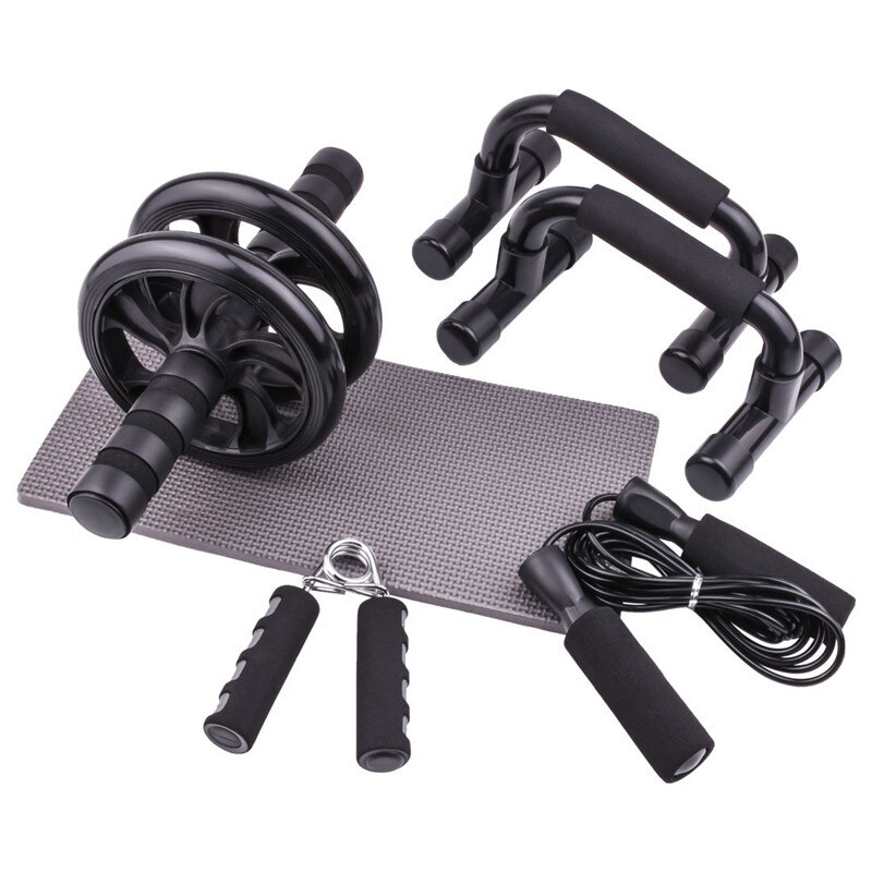 Xc-tewatwo rodillo de rueda Abdominal con soportes de empuje-ups cuerda de salto Ab rodillo mano fortalecedor entrenador muscular equipo de Fitness: Púrpura