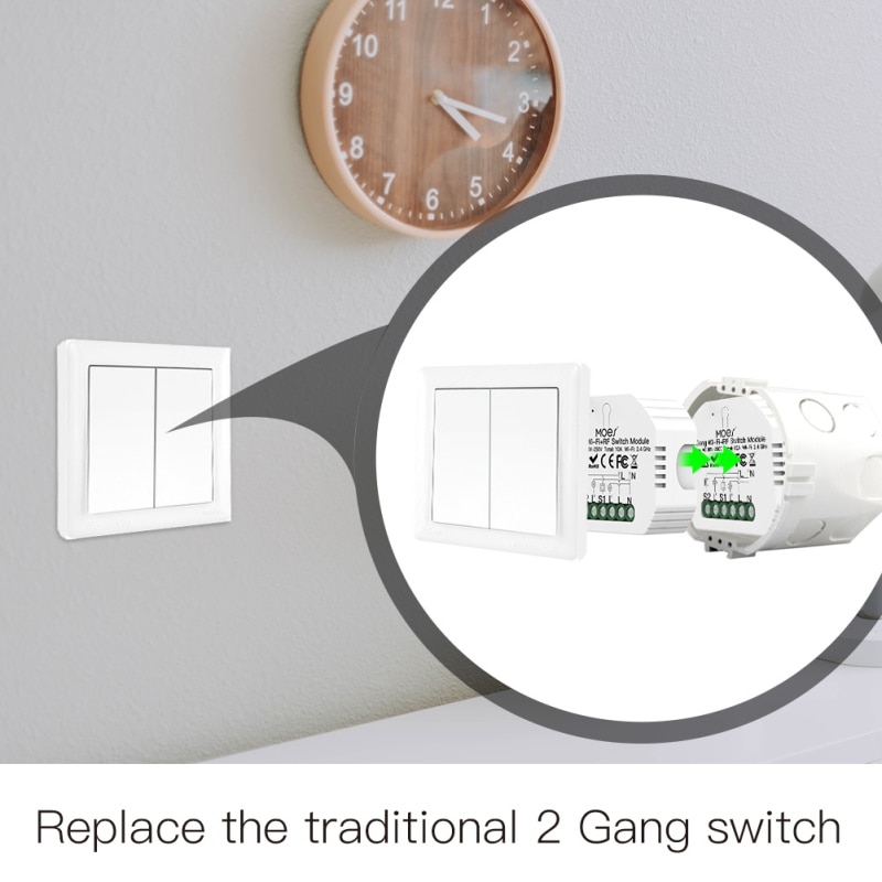 2 Gang 2 way WiFi Smart Light Switch WiFi+RF433 Smart Switch Module Tuya APP Remote Control Work with Alexa Google Home