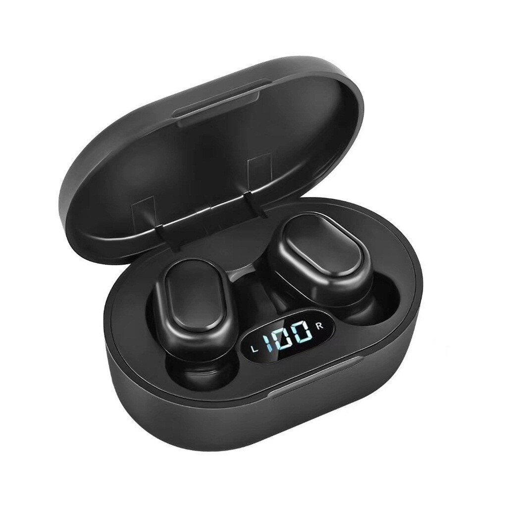 Epula Oortelefoon E7S Draadloze Koptelefoon Bluetooth Noise Cancelling Led Scherm Headset In-Ear Draadloze Bluetooth Koptelefoon: Black