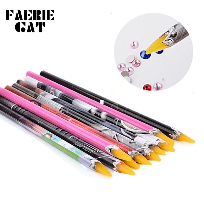 5 pz pastello cera punteggiatura penna matita strass autoadesivi gemme perforazione raccolta raccoglitore suggerimenti strumenti salone fai da te chiodo arte manicure