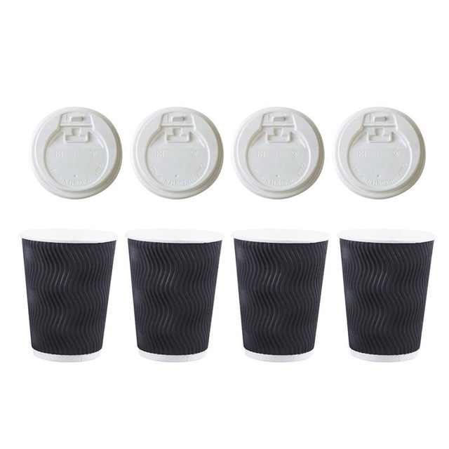 50 Stuks 25 Stuks Wegwerp Koffie Kopjes Isolatie Takeaway Schroefdraad Papier Cup Met Deksel: 8oz 25pcs