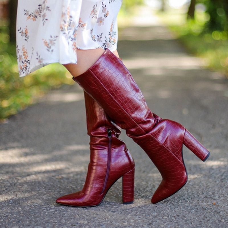 Meotina Knie-Hoge Laarzen Vrouwen Schoenen Wees Teen Dikke Hakken Lange Laarzen Rits Super Hoge Hak Mode Dame Laarzen winter Beige 43