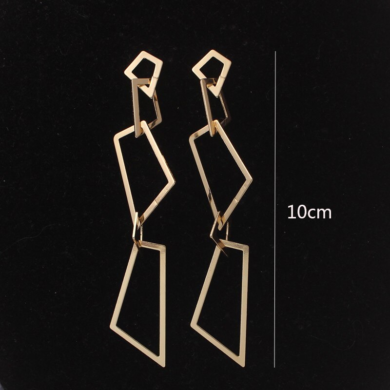 Pendientes colgantes de Metal de Color dorado , pendientes largos geométricos huecos para mujer, joyería para banquete, de