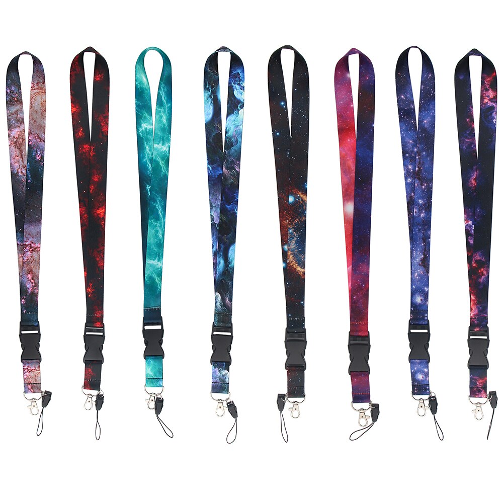 LX584 Romantic Starry Sky Keychain Neckband Lanyard USB ID Card Badge Holder Lanyard Mobile Phone Accessories Cute For