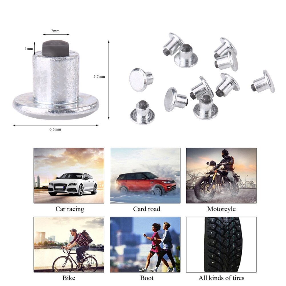 100 st 6.5mm/0.26 spikar bil hjul däck dubbar snö vinter anti-halk skruv dubb trim för auto suv atv lastbil motorcykel universal