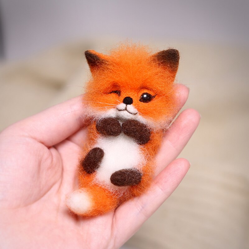 Jiwuo-jouet fait à la main avec dessin animé, renard chiot chat, chien, poupée en feutre avec aiguille, paquet matériel plaqué, bricolage mignon, feutre en laine Animal