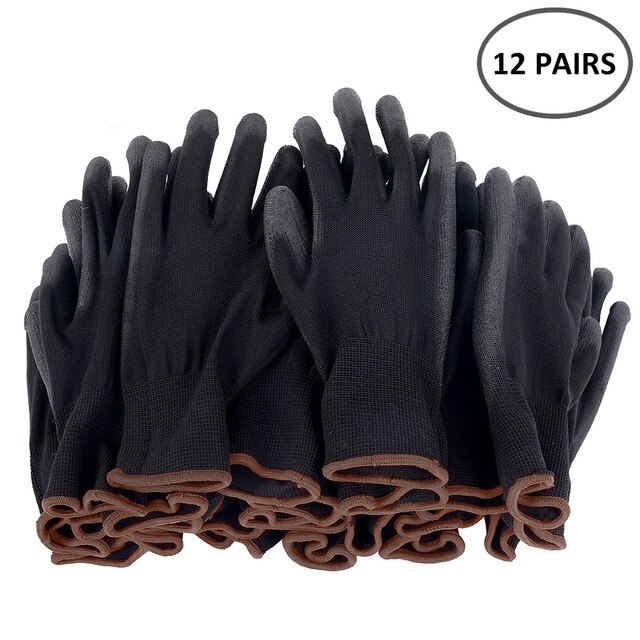 12 pairs of protective work gloves wear-resistant non-slip anti-static gardening and woodworking machinery safety work gloves: L-Coffee12 pair