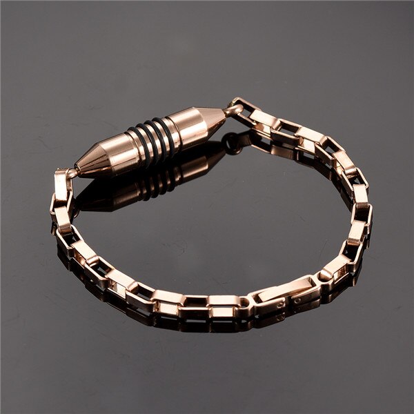 Zylinder Urne box verbunden kette Armband Männer/Frauen Edelstahl Mini Feuerbestattung Armreif Schmuck Asche Medaillon: Rose Gold / Bracelet Box Funnel