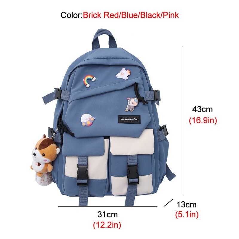 Dcimor Waterdichte Nylon Vrouwen Rugzak Vrouwelijke Multi-Pocket Contrast Kleur Reistas Tienermeisje Kawaii Schooltas Mochila