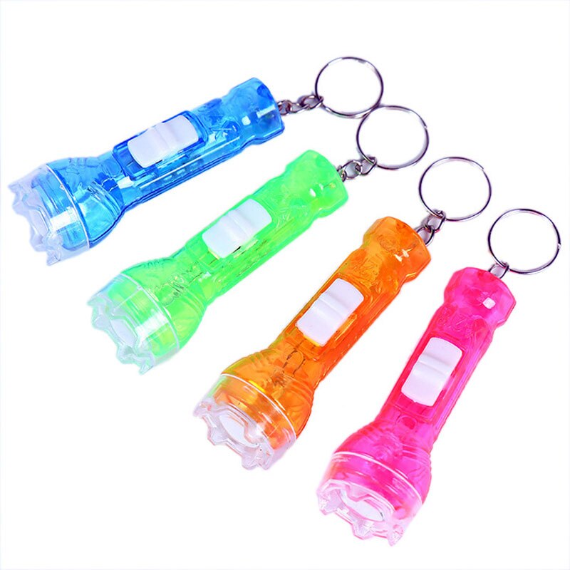 2pcs Mini LED Flashing Flashlight Toys Kids Flash Light Key Rings Light Random Colour