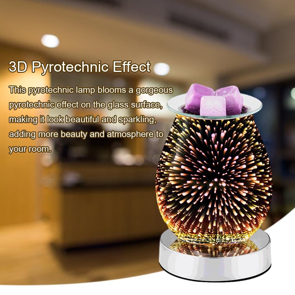 Electric Aromatize Incense Burner 3D Pyrotechnic Touch Control Night Lamp Aroma Wax Melt Machine Aromatherapy Diffuser