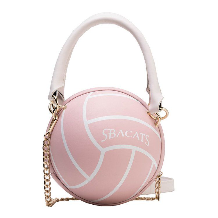 Pu leren volleybalvormige handtassen en portemonnees voor vrouwen, schoudertas met ketting en crossbody, handtassen voor meisjes en dames