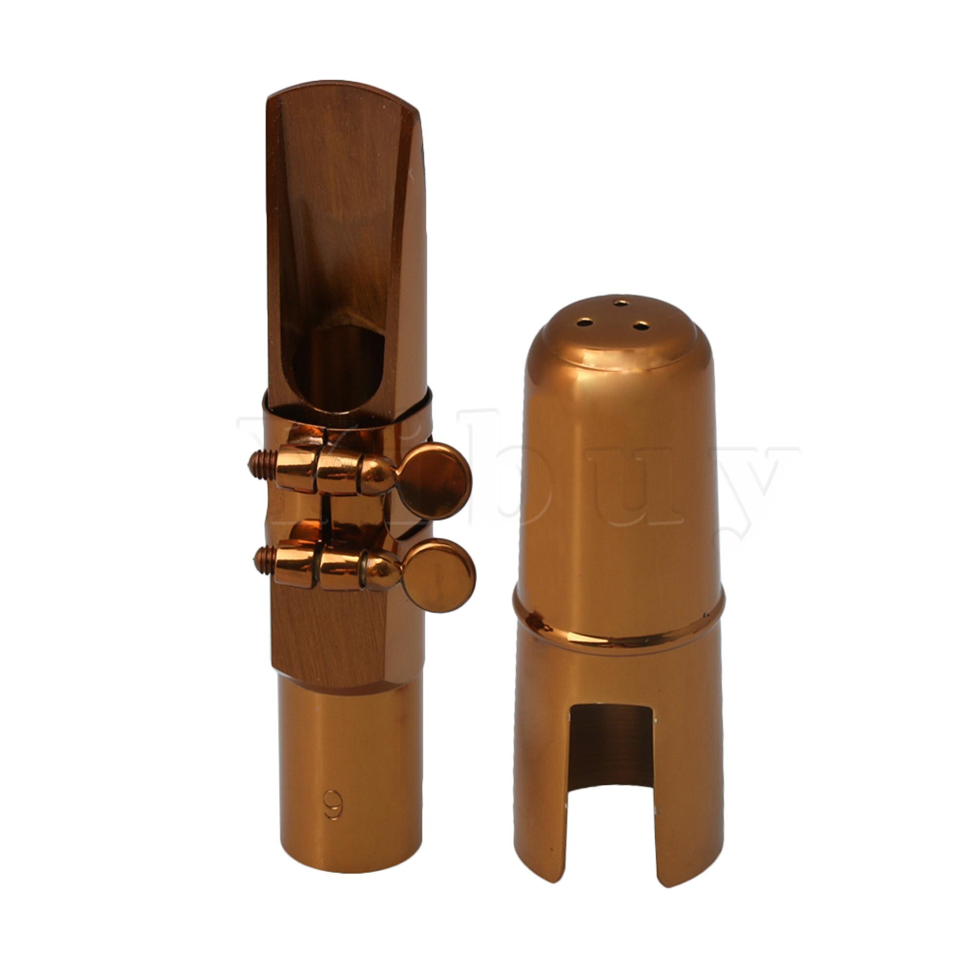 Yibuy Rose Gold B Flache Tenor Saxophon Sax Mouthpiece with Ligatur Kappe 9 #