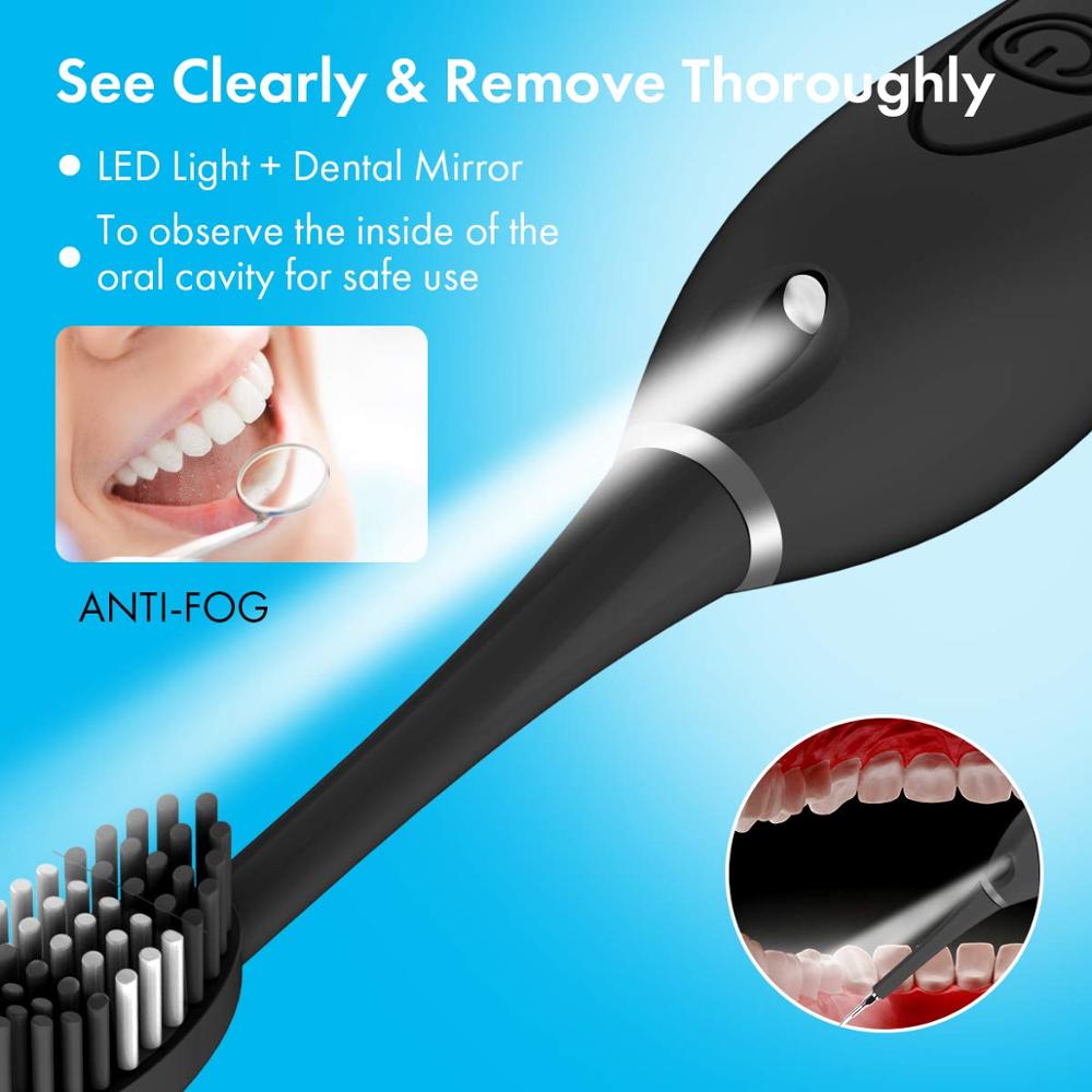 Elektrisk beskyttelsesbar sonisk tandskaler tandberegningsfjerner renere tandpletter tandsten værktøj med 5 udskifteligt børstehoved