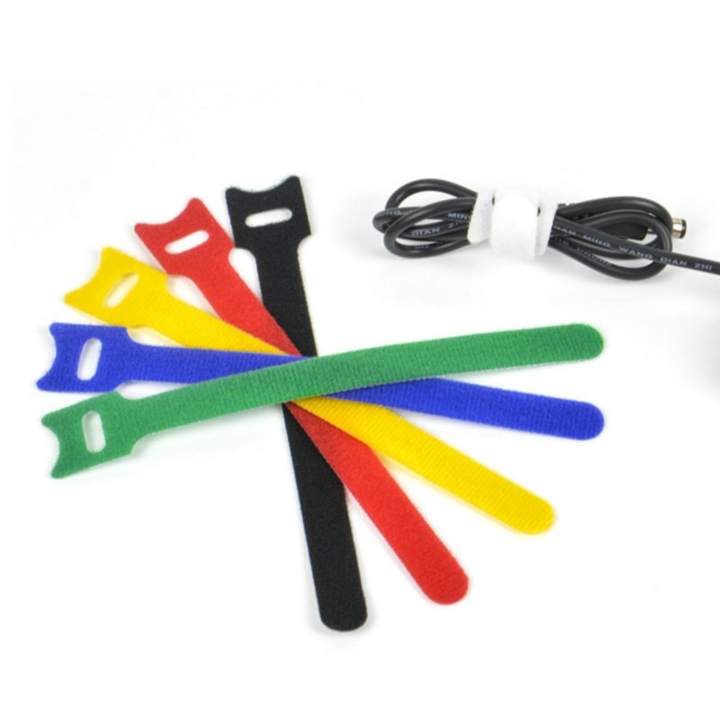 10 Stuks Herbruikbare T-Vormige Back-To-Back Dubbelzijdig Tape Nylon Kabelbinder Data Lijn management Organizer Zelfklevende Sticker