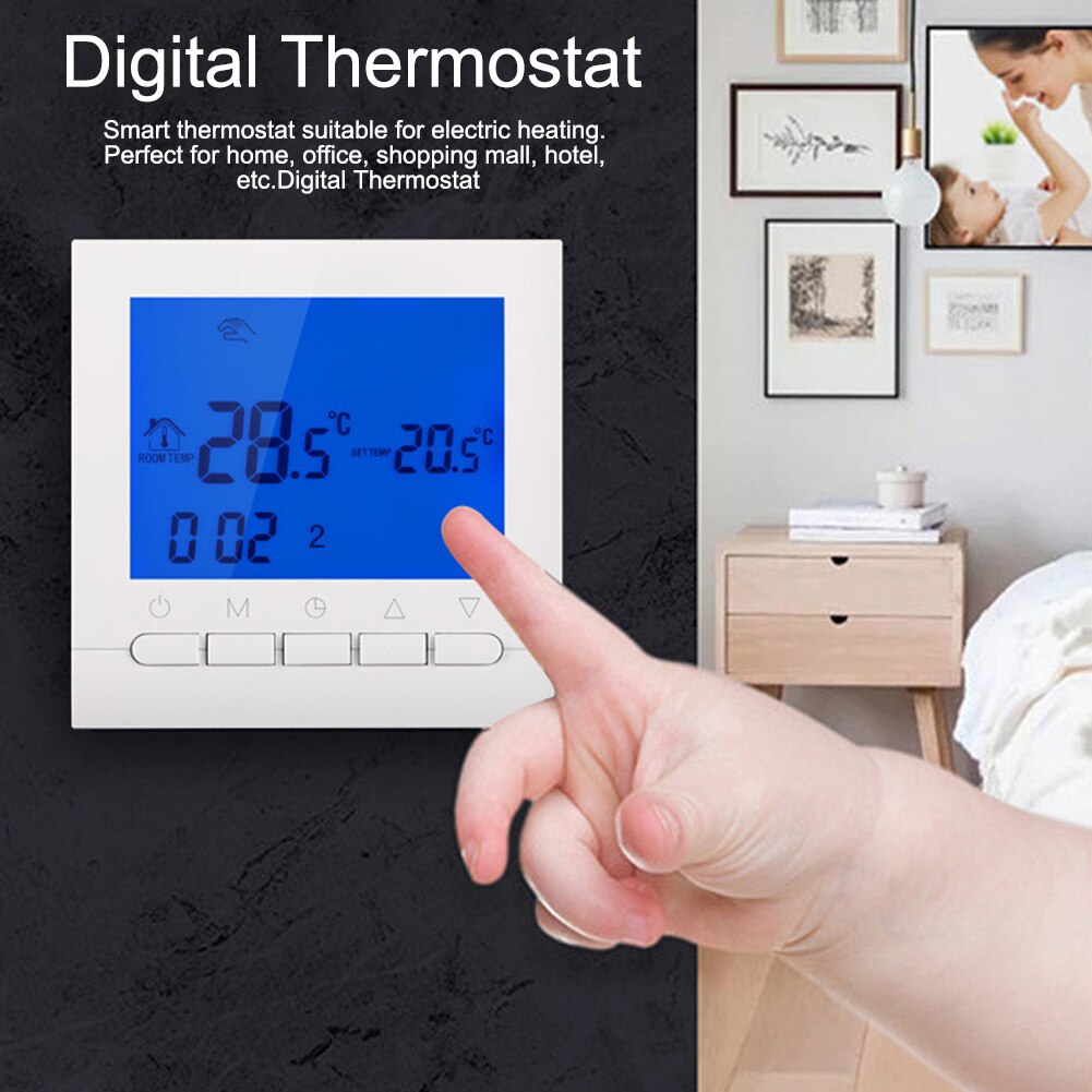 Trådløs wifi app kontrol regulator temperatur smart hjem digital termostat rumopvarmning med baggrundsbelyst lcd-skærm nøjagtig