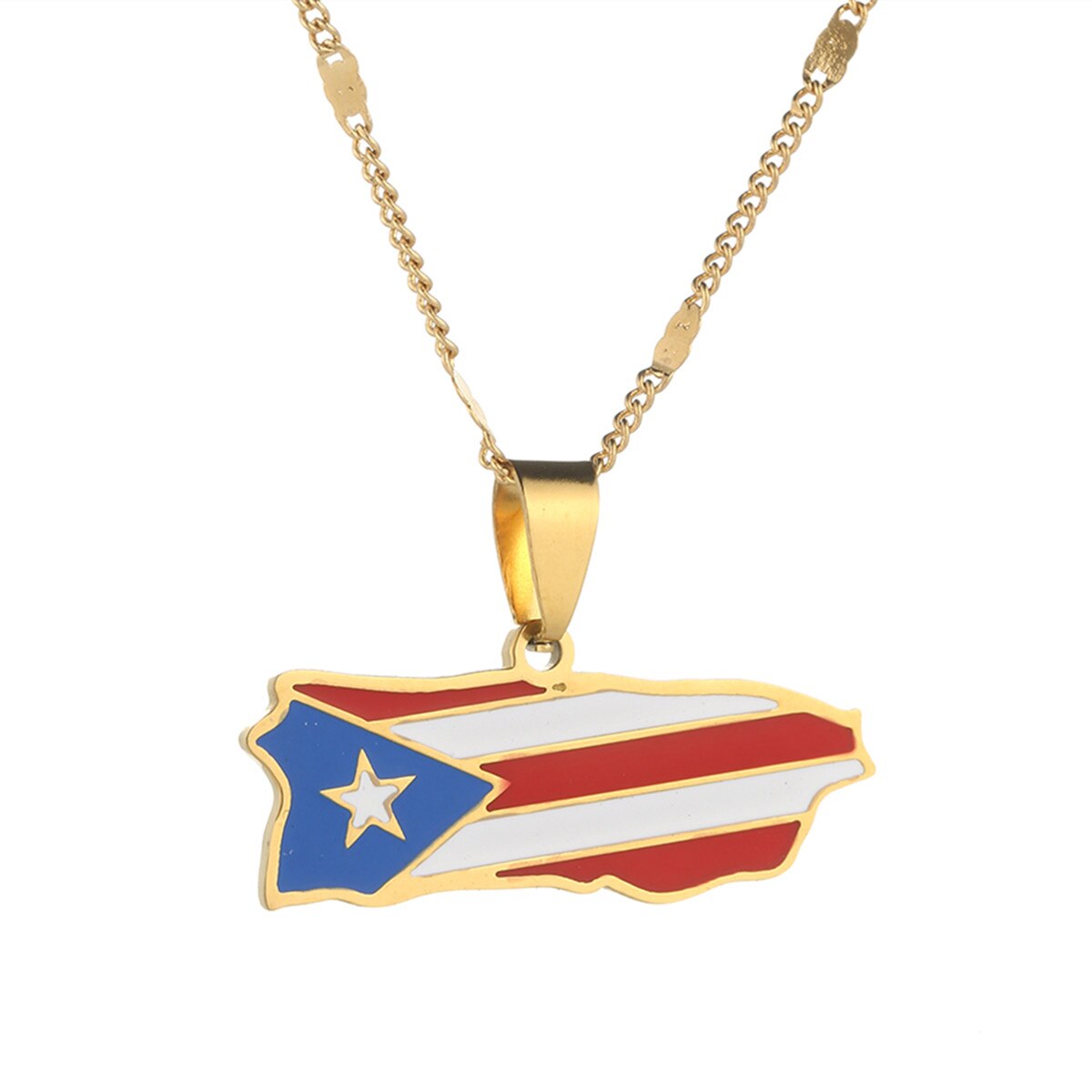 Trendy Emaille Puerto Rico Karte Anhänger Halskette für Frauen Puerto Ricans Karte Charm Schmuck: Gold-farbe