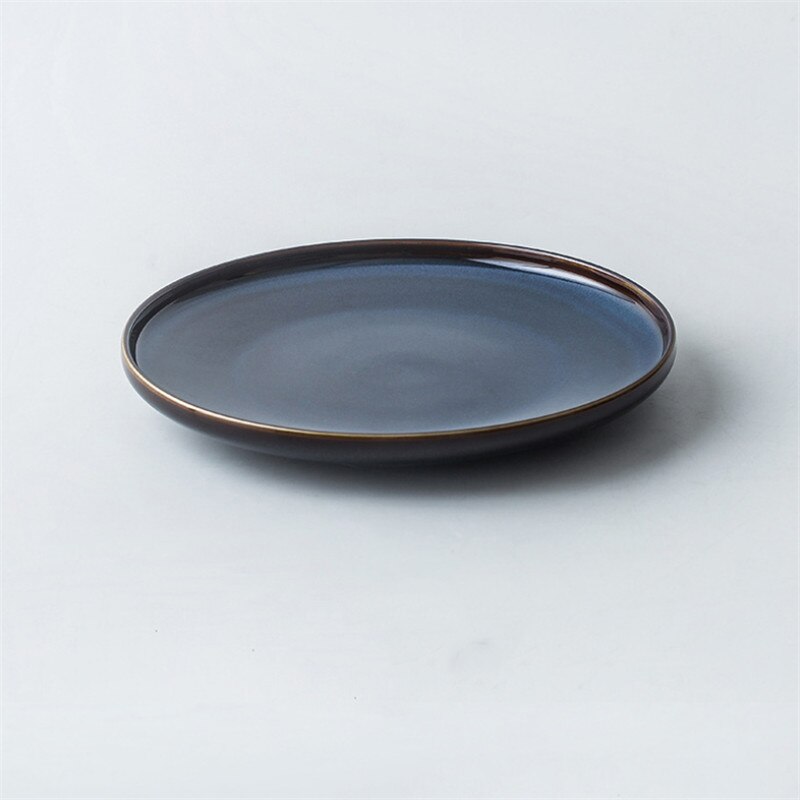 Nordisk rund keramisk tallrik porslin middagstallrik pizza dessertbricka frukost mellanmål rätter pasta biff tallrik servis: A / 20.5 x 2.6cm