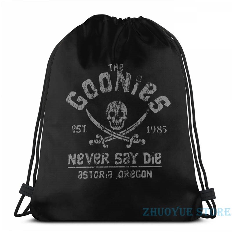 Les Goonies-Jamais Dire Mourir-Gris Noir USB Charge Sac À Dos hommes sacs D'école Femmes sac De Voyage pochette d'ordinateur: Drawstring Bag