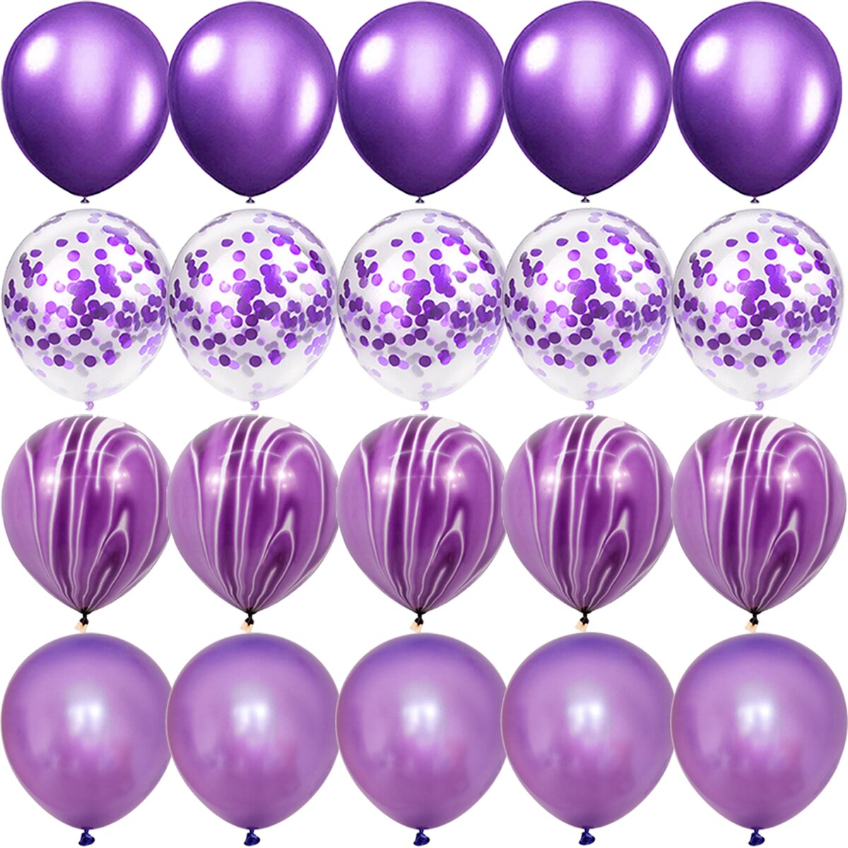 Globos morados dorados mate, confeti plateado, decoraciones para boda, Día de San Valentín, Baby Shower, de cumpleaños: LASER