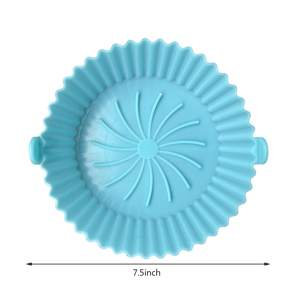 Alfombrilla de silicona para freidora de aire de 7,5/6,3 pulgadas, pergamino, almohadilla de vapor de grado alimenticio, forro interior para hornear, alfombrillas de aceite de cocina, cesta para hornear: 7.5inch Blue