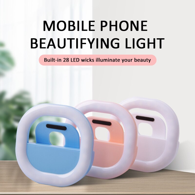 Draagbare Selfie Zaklamp Make-Up Spiegel Licht Clip Selfie Led Verlichting Bron Telefoon Foto Auto Flash Voor Smartphone Accessoires