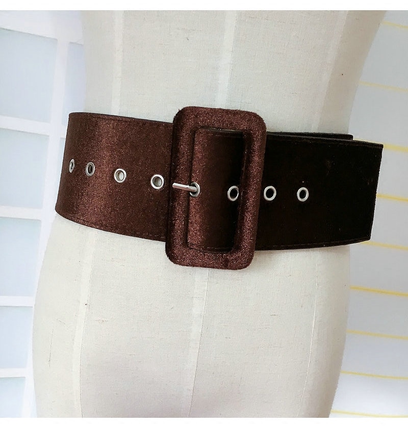 Brede Riem Vrouwelijke Jurk Riemen Versier Tailleband Mode Zilveren Pin Gesp Fluwelen Riem Party Riem Zwart Flanel Vrouwen