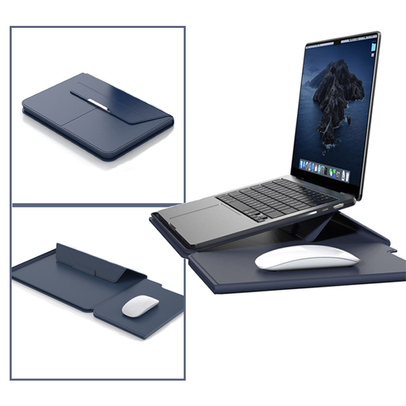 Lederen laptoptas Waterdicht Stofdicht Laptophoes met Notebook Standhouder Muismat voor 13-14 inch Macbook HP Lenovo Dell