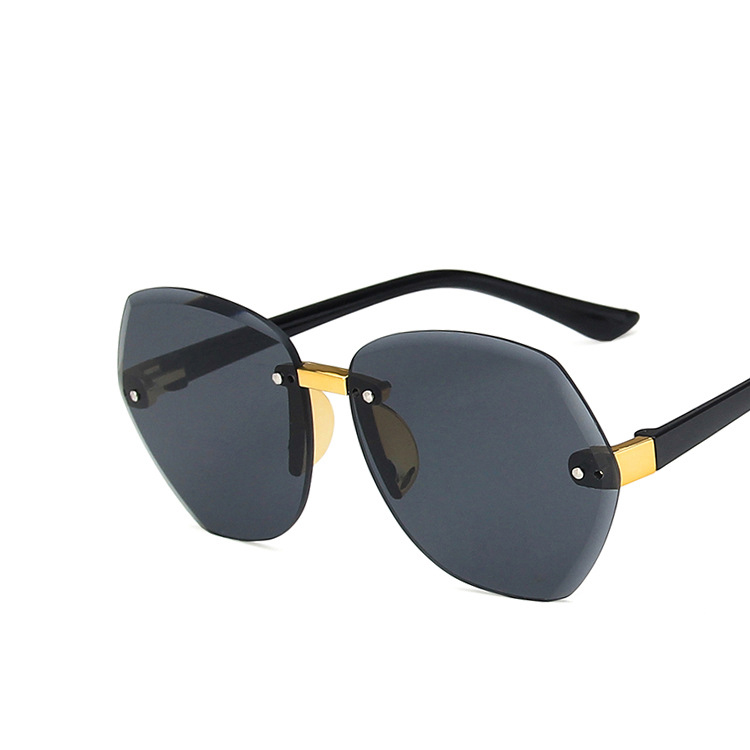 Art Nette Oval Randlose Rahmen Sonnenbrille freundlicher freundlicher Grau Rosa Blau Objektiv Jungen Mädchen UV400 Schutz Brillen: C5 grau