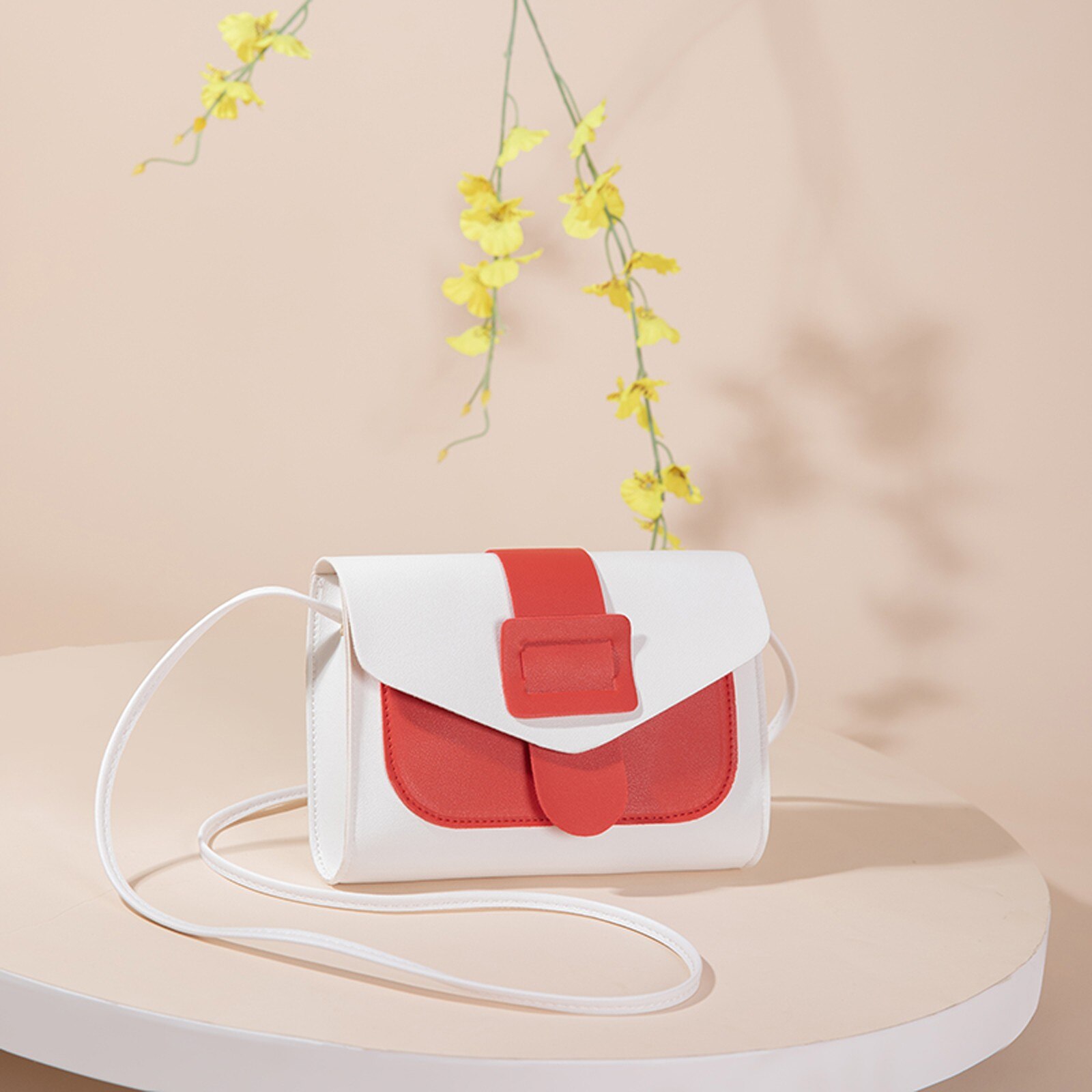 Kontrast Farbe Leder Umhängetaschen Für Frauen Reise Handtasche Einfache Schulter Bote Tasche Damen Umhängetasche Bolso # np30