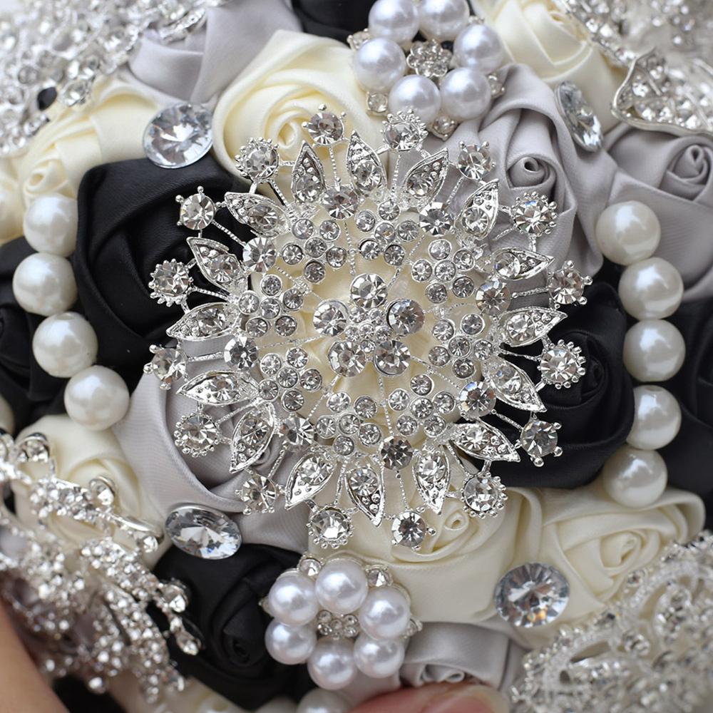 14 Colors 1Piece Ivory Flower Bouquet Stunning Pearls Beaded Crystal Bouquet De Mariage Wedding Flowers Bridal Bouquets