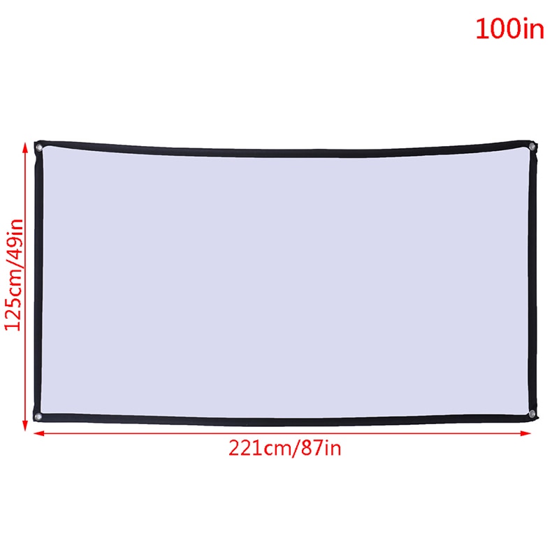 60 100 120 inch Foldable Projector Screen White Projection Screen 3D Movie for Outdoor Camping 16:9 Portable 1pc