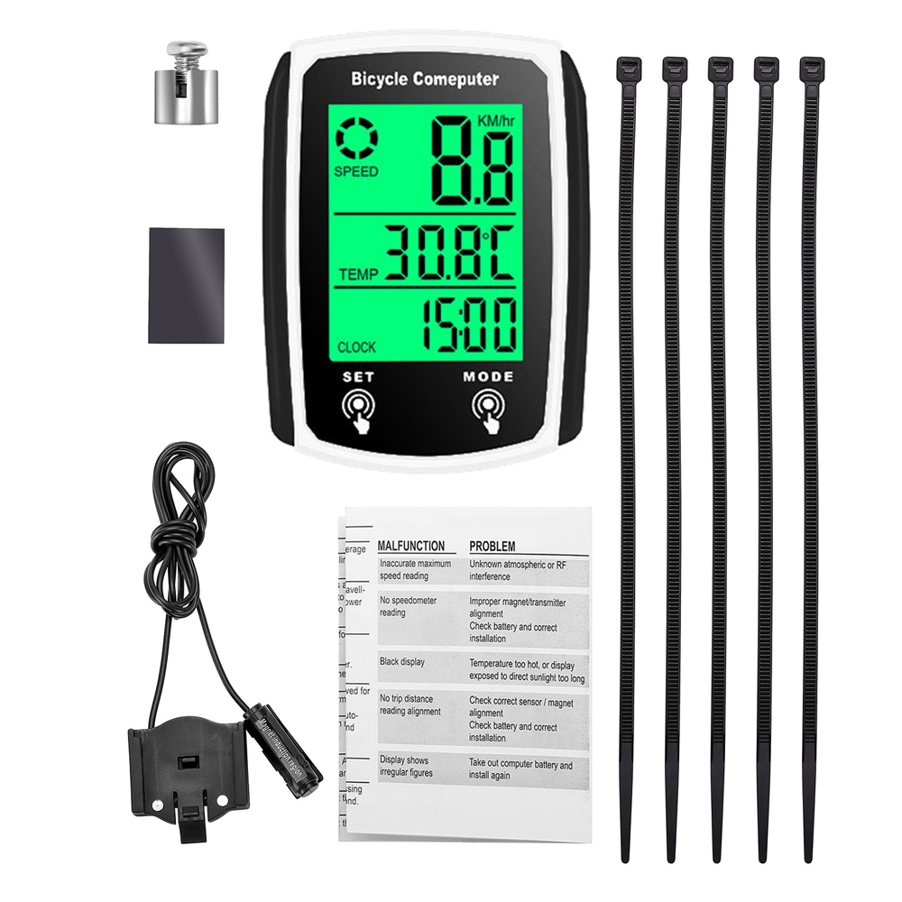 Bedrade fietscomputer met led-digitale snelheidsmeter, kilometerteller, touchscreen, waterdicht en met achtergrondverlichting.