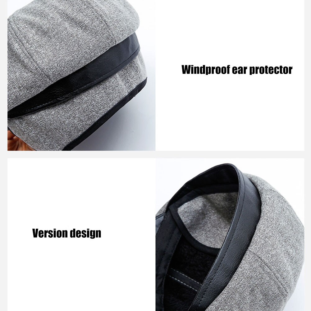 Men Beret Hat Driving Cabbie Peaky Thick Warm Flat Cap Vintage Newsboy Hat JL