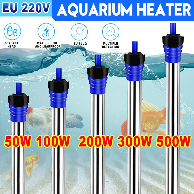 50/100/200/300/500W Adjustable Temperature Thermostat Heater Rod Aquarium Submersible Heater Fish Tank Automatic Water Heater