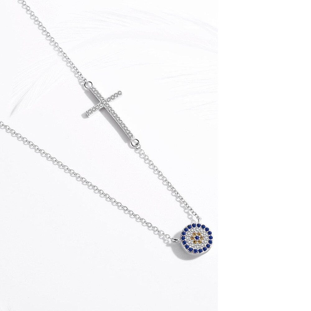 Tongzhe Ketting Vrouwen Sieraden 925 Sterling Zilveren Ronde Decoratieve Boze Oog Ketting Hanger Ketting Voor Vrouwen Collares