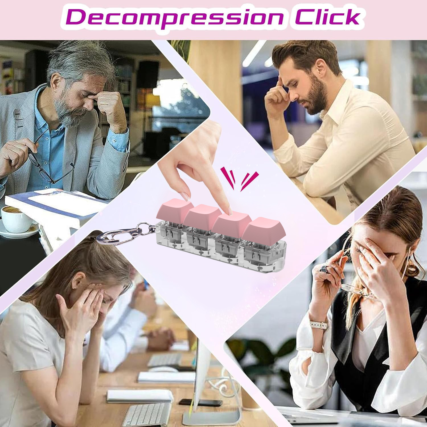 4 Keys Mechanical Keyboard Axis Tester DIY Keycaps Stress Relief Toy Finger Calming Fidget Keyborad Button Office Toy Keychain