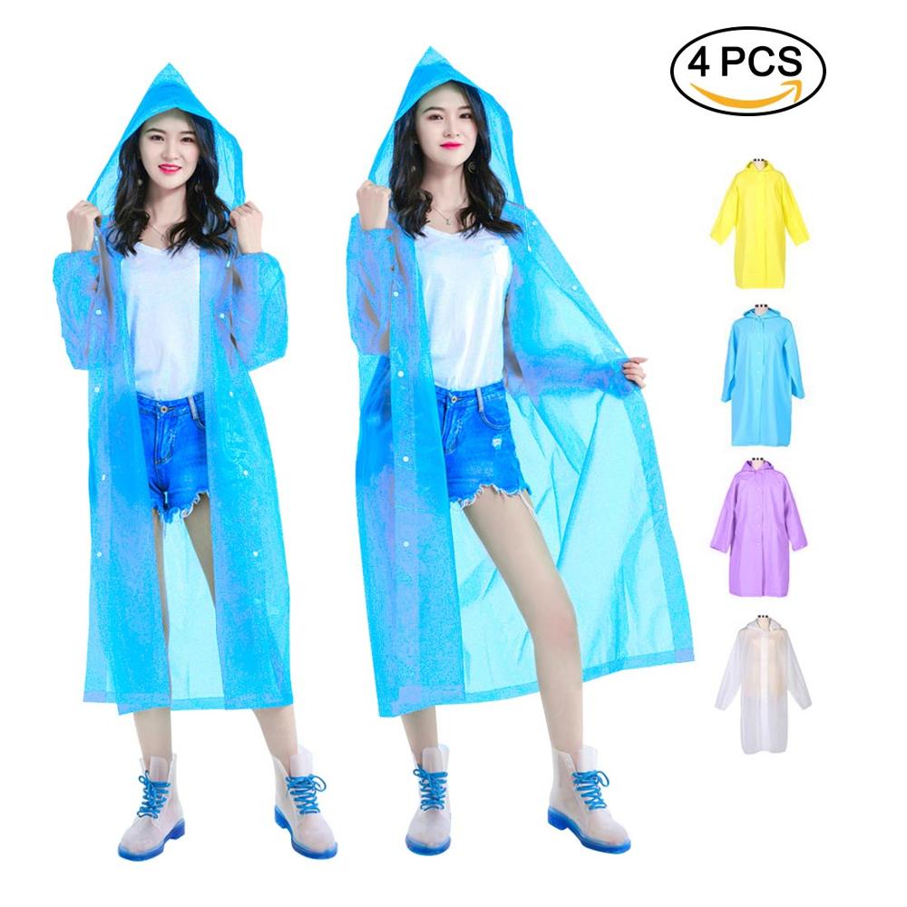 4 Uds chico chubasquero reutilizable Ponchos ropa de lluvia portátil con capucha Unisex para niños de 6-12 años campamento senderismo viaje: L
