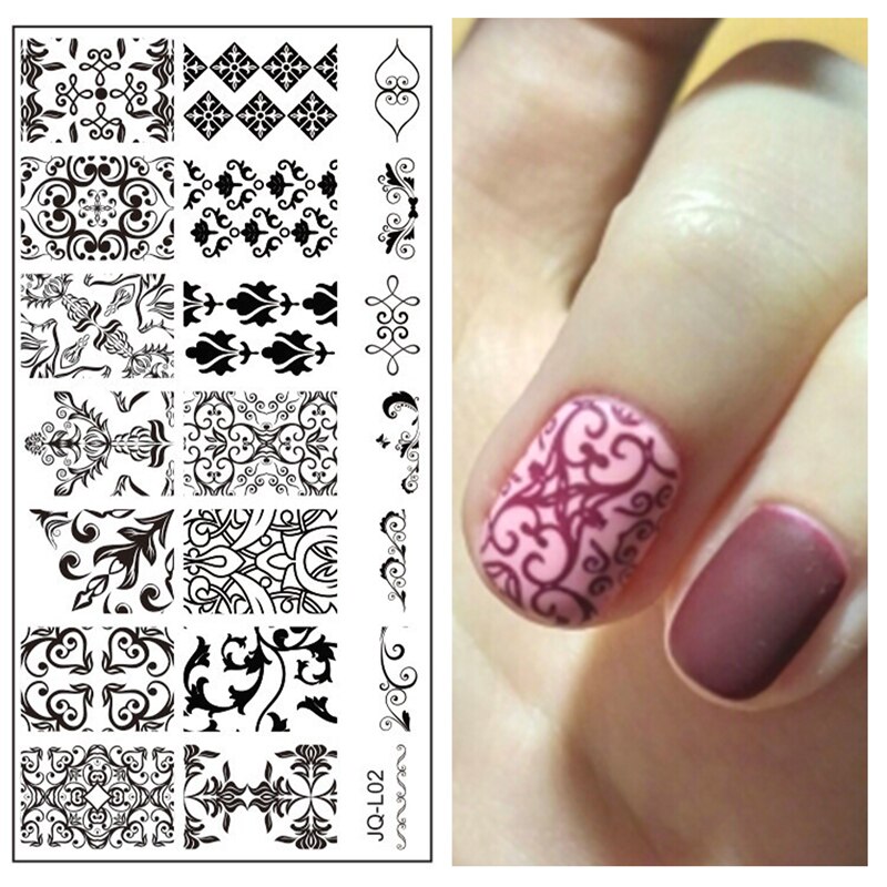 12 x 6cm rustfrit stål skønhed blonder billede nail art gør det selv billede printer manicure stencils negle stempling plader skabeloner