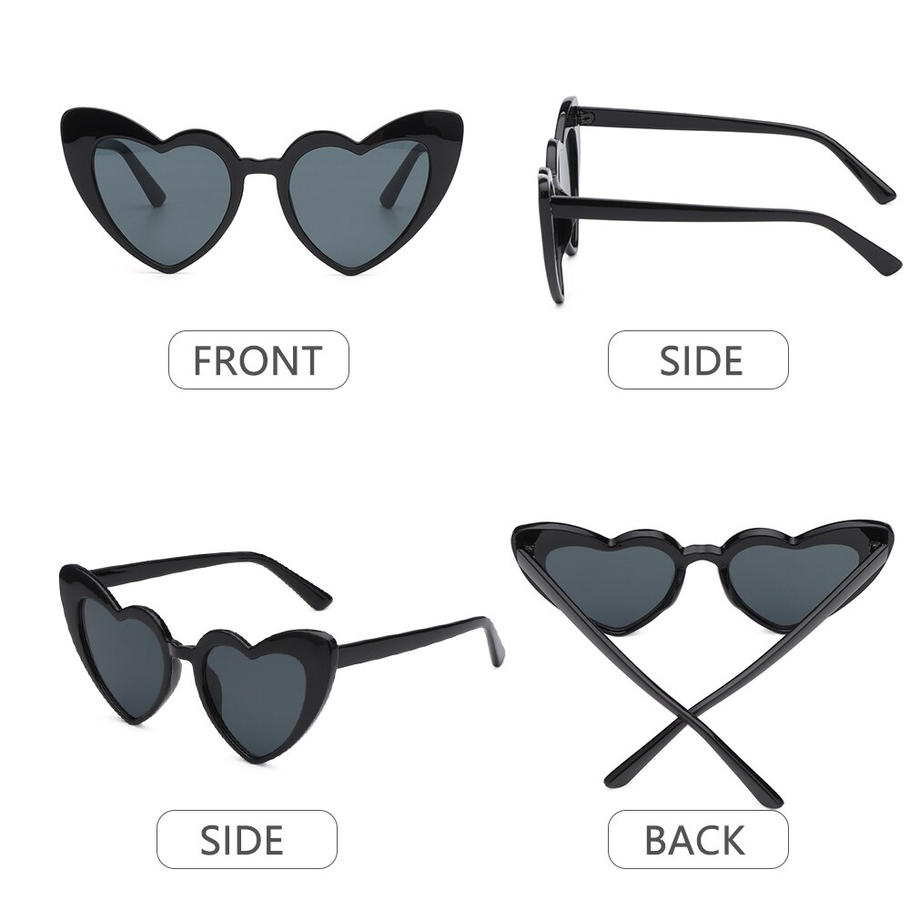Hart Zonnebril Vrouwen Cat Eye Zonnebril Vrouwelijke Retro Liefde Hart Vormige Glazen Dames UV400 Bescherming